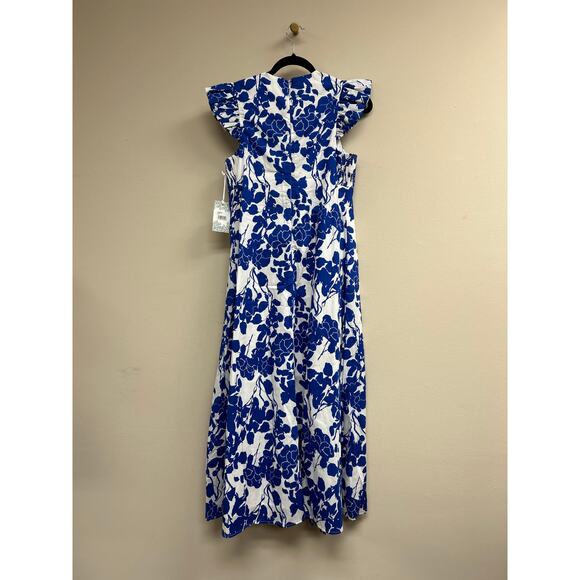 HYACINTH HOUSE Blue Floral Ruffle Sleeve Robinson Dress Size XL NWT - Picture 5 of 6